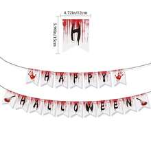 Happy Bloody Birthday Banner mit blutigem Handabdruck, Horror-Blut-Thema Geburtstagsparty Hängebanner, Horror-Zombie-Stil Halloween-Geburtstag Wanddekoration Zubehör - Requisitenbanner - Übersicht 2