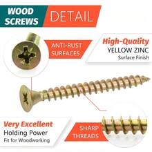 50/100 Pieces Of High-Strength Rigid Self-Tapping Screws, Surface Galvanized Wood Screws, M4 Flat Head Drilled Screws, Suitable For Fiberboard And Wood - Matte Industrial Hardware - 50pcs - View 6