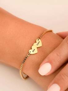 1PC Personalized Multi-Name Heart Bracelet, Stainless Steel Bracelet, Customized Name Bracelet, Newborn Family, Gift For Mom And Grandma, Multi-Name Christmas Gift, Customized Bracelet, Gift For Girlfriend, Personalized Jewelry Gift, Fashion Gift, Personalized Birthday/Anniversary Gift For Her/Him - Multicolor 3 - View 7