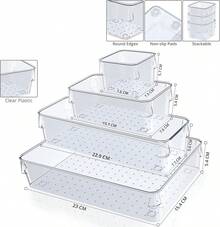 Drawer Organizer Set 25 Pcs, Plastic Storage Divider Trays In 5 Sizes, Stackable Transparent For Makeup Stationery Hair Accessories Kitchen Fridge - View 5