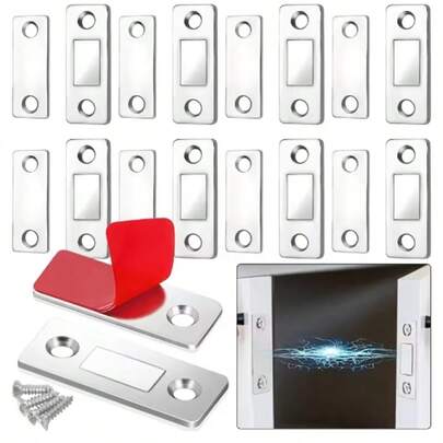 1/2/4/6/8/10Pcs Punch-Free Ultra-Thin Magnetic Cabinet Latch, Silver Adhesive Heavy Duty Door Magnet Closers For Closets Drawers Shutters, Home Storage Organizer Hardware, Home Decor Bedroom Decor Room Decor Door Stopper Door Stop Door Lock