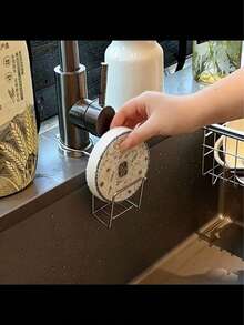 1pc Stainless Steel Sponge Holder With Adjustable Clip - Durable Kitchen Storage Rack, Suitable For Sponges And Dish Racks, Space-Saving Countertop Storage, Easy To Install Under Faucet, Kitchen Sink Sponge Holder, Durable Metal Construction - View 4