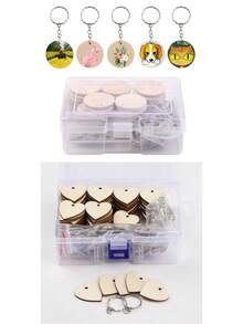 300/100/30件組木製鑰匙圈吊飾套組，耐用優雅可個性化，適用於客製化鑰匙圈裝飾、DIY標籤製作、精品店、公司組織、大型節日活動、派對小禮物 - 杏色 - 查看 6