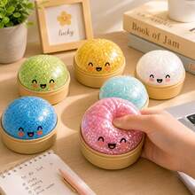 6 Colors Cute Glitter Dumpling Squishy Toys, Soft Squeeze Fidget Toys For Stress & Anxiety Relief - 粉色 - 查看 5