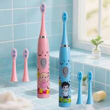 Electric Toothbrush, Includes 6 Replacement Brush Heads, Oral Care Cleaning, Easy Operation, One-Touch Start, No Charging Required, Portable For Business Trips And Travel, Suitable As A Gift For Family, Friends And Partners - Pink - View 3