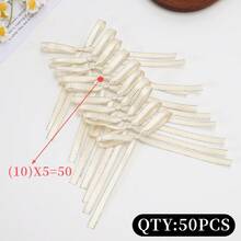 10/20/50pcs Double-Sided Silver Edge Ribbon Bows, Suitable For Flower Gift Wrapping, Baking Cake & Cookie Packaging, DIY Accessories Ribbon Bows, Handmade Sewing Satin Ribbon Accessories, Craft Decoration Satin Ribbon - A - View 22