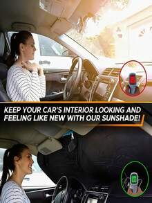 1PC Portable Car Silver Sunshade, Suitable For Most Car Models Including SUV And Sedan, Heat Insulation Front Windshield Sunshade, Easy To Fold And Store, Suitable For Spring, Summer, Autumn - Multicolor - View 11