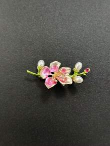 1pc Bohemian Summer Style Floral Faux Pearl Design White Pink Gradient Brooch, Fashion Personalized Gift Suitable For Daily Wear, Perfect For Party, Special Occasions, Holiday Gift, Women's Casual And Vacation Versatile Accessory - Multicolor - View 6