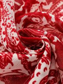 1pc New Sweet Heart Tassel Scarf For Women, Spring/Summer Thin Sun Protection Travel Beach Shawl For Air-Conditioned Rooms - Red - View 5