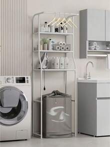 3-Tier Freestanding Storage Rack, Over-The-Washing-Machine Bathroom Organizer, Durable Iron Pipe, Large Capacity, Stable, No-Drill Easy Installation, Bathroom Decor - Multicolor - View 6