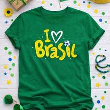 Camiseta  Feminina I Love Brasil 100% Algodão Brasil  Futebol   Unissex - Branco - Visão 4