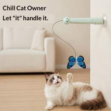 1pc Automatic Swinging Fishing Cat Teaser Toy, ABS+Pom Material More Durable, Handheld+Suction Cup Dual Use, USB Rechargeable Rotating Swinging Cat Toy, Anti-Tangle Self-Entertainment Boredom Reliever - View 5