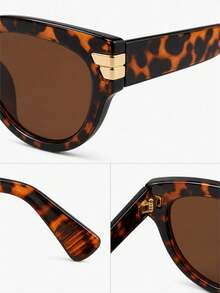 1pc Women's Vintage Leopard Print Oversized Oval Fashion Glasses, Dark Lens Fashion Glasses For Streetwear And Vacation - Multicolor - View 3