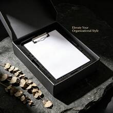 Caja de archivos A4 grande con ranura para bolígrafo, caja de almacenamiento de archivos de escritorio de plástico con tablero de escritura, diseño todo en uno - negro - Ver 9