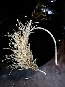 1pc Elegant Feather & Rhinestone Decorated Headband, Bridal Party Hair Accessory Hairband - Multicolor - View 2