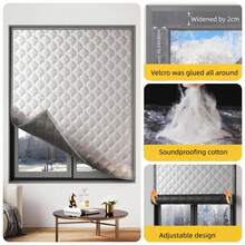 Winter Thickened Thermal Insulated Curtains, Bedroom Self-Adhesive No-Drill Windproof Heat-Retaining Curtains - Thickened Silver Curtain With Gray Edge - View 2