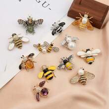 Cute Rhinestone Bee Brooch, Women's Party Accessory, Insect Faux Pearl Corsage Brooch, Cardigan Set Clothing Accessory, Gift - Multicolor - View 2