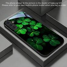 [Ships Within 24 Hours]Fresh Clover Phone Case, Black Background With Green Leaf Clover Print, Full-Cover Anti-Drop Glass Case, Suitable For Apple 17/16/15/14/13/12/11/X/Xs/Pro/Plus/Max,  S21/S22/S23/S24/S25/S26, And Other Models Such As , , Etc. - Image 1 Pcs - View 8