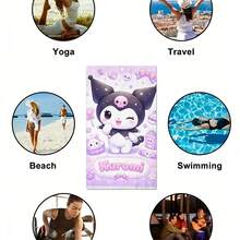 1 pieza Toalla de playa con tema de Hello Kitty rosa - Un artículo esencial con tema de dibujos animados diseñado para la playa, la natación, el camping al aire libre y los viajes. Esta toalla de playa extragrande es altamente absorbente y de secado rápido, lo que la convierte en la opción ideal para viajes, diversión en la piscina o baño en casa. - Multicolor - Ver 5