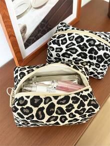 AGG, Bolsa de maquillaje con estampado de leopardo retro para mujer, bolsa con forro interior, neceser de viaje portátil, bolso de mano, bolsa versátil para almacenamiento de cuidado de la piel, organizador de productos de higiene femenina, regalo para mamá o novia - Multicolor - Ver 6