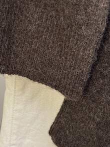 Women's Cozy Chocolate Brown Knit Turtleneck Sweater, Long Sleeve Pullover For Fall & Winter Daily Wear - Brown - View 8