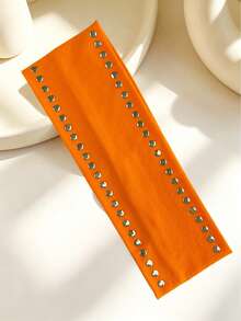 Sweet Cool Punk Style Solid Color Rhinestone Embellished High Elasticity Hair Band, Wide Anti-Slip Non-Tightening Sweet Cool Hot Girl Street Style Versatile Fashion Hair Band Geometric Pattern Bohemian Polyester (Polyester) Hair Band All Seasons Summer Hair Accessories - Multicolor - View 10