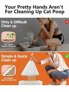 7 Packs Extra Large Cat Litter Liner Bags, Cat Litter Filter Bags, Trash Can, Odor-Resistant, Thickened Design, Elastic Drawstring Design, Easily Solve The Problem Of Difficult Cat Litter Cleaning, Rectangular Design, Made Of Polyethylene Material, Suitable For All Cat Litter Boxes, A Reusable, Convenient And Mess-Free Cleaning Solution. - 7 Pieces (one Pack) - View 5