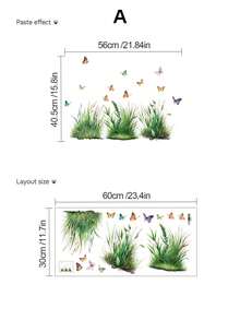1pc Fresh Natural Grassland Butterfly Wall Sticker, Self-Adhesive Removable PVC, Baseboard Decorative Sticker, Watercolor / Illustration Dual Styles Optional, Bedroom Living Room Wall Beautification Tool, Baseboard, Wall Corner, Wall Blank Space Decoration. - Wall Stickers - View 11