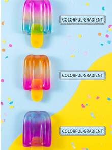 Juguete antiestrés blando de TPR con forma de paleta degradada, silencioso para apretar, sin molestar, para uso diario - Multicolor - Ver 8