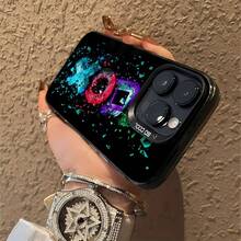 Símbolos destrozados del juego del calamar de neón coloridofunda de teléfono Fundas compatibles con ,Apple,VIVO,OPPO,,, y Honor.Fabricadas en silicona TPU,ofrecen protección contra golpes y caídas. - Negro - Ver 6