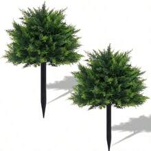 3 Packs Large Artificial Cedar Trees With Stakes - UV Protected Fake Juniper/Pine Shrubs For Outdoor And Indoor Porch Garden Decor, Perfect For Various Holiday Decorations Like Halloween, Christmas, Thanksgiving, Outdoor Ornaments - Multicolor - View 16