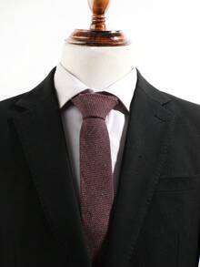 1pc Men's Houndstooth Textured Tie, Classic Tweed Woven Style, Suitable For Business, Wedding And Various Formal Occasions, Available In Blue, Grey And Red - Multicolor - View 7