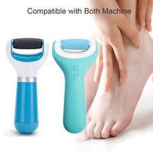 5件組 Amop Pedi Perfect 電子腳磨砂器替換滾輪頭，包含加粗與一般粗度替換頭，適用於 Amop - 5 件藍色 - 查看 5