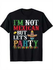 Camiseta unisex, para hombreDivertidoSoyNoMexicanoPeroVamos aFiestaCincodeMayoCamiseta-De temática mexicanaSombrero&MariachiBandaGráficoCortoMangaRedondoCuelloInformalTeeparaFiestaCelebracio - Negro - Ver 1