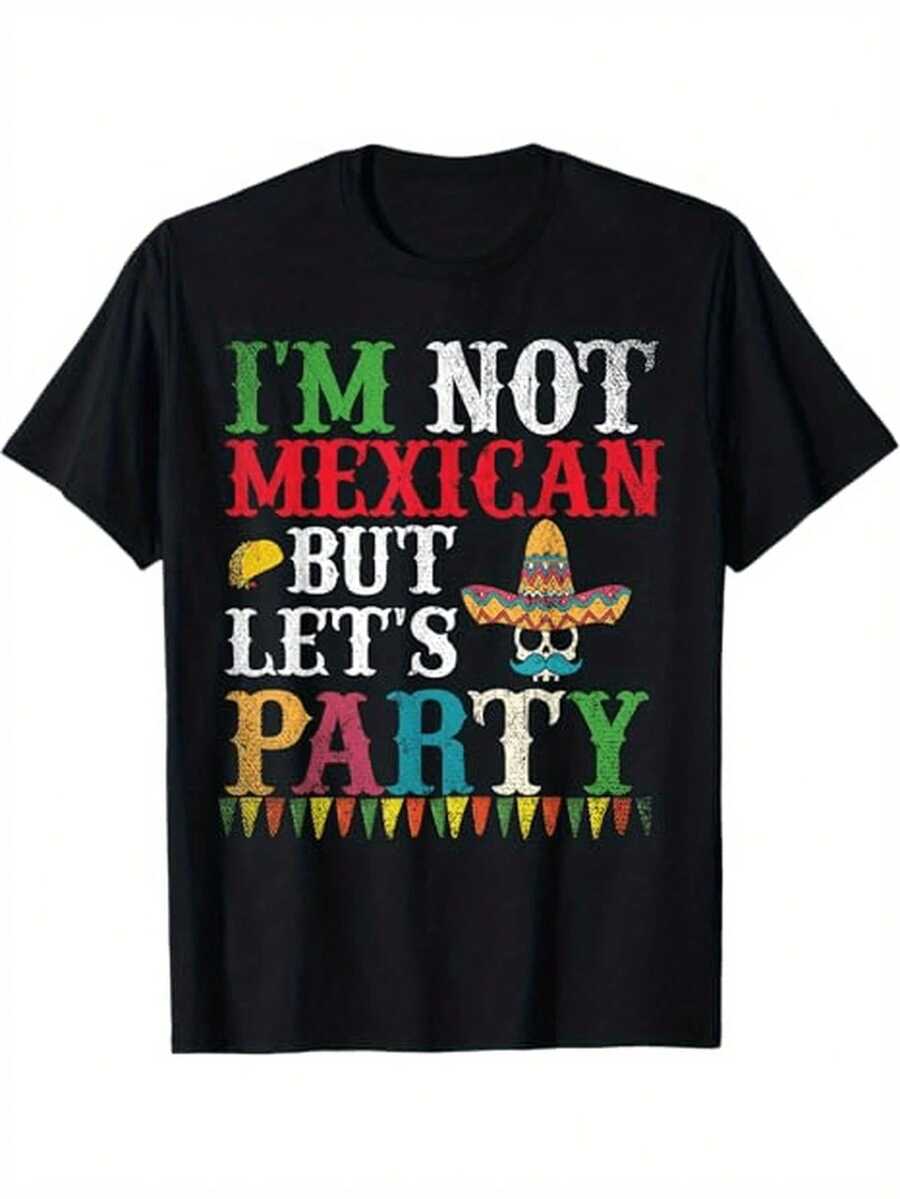Camiseta unisex, para hombreDivertidoSoyNoMexicanoPeroVamos aFiestaCincodeMayoCamiseta-De temática mexicanaSombrero&MariachiBandaGráficoCortoMangaRedondoCuelloInformalTeeparaFiestaCelebracio - Negro - Ver 1