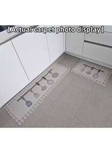 1pc, [Best Seller] Tableware Print Theme Kitchen Rug, Aesthetic Velvet Comfortable Fluffy Carpet, Soft And Comfortable Material, Weight Approx. 850g/㎡, Easy To Clean, Doesn't Get Stuck In Doors, Stains Easy To Wipe, Daily Spills Easy To Clean, Dirt-Resistant, Machine Washable - Perfect For Home Decor, Living Room, Bedroom, Kitchen, Dining Room, Bedside, Bathroom, Study, Entryway Rug, Suitable For All Seasons, Holiday Decoration Gift! - Multicolor - View 9