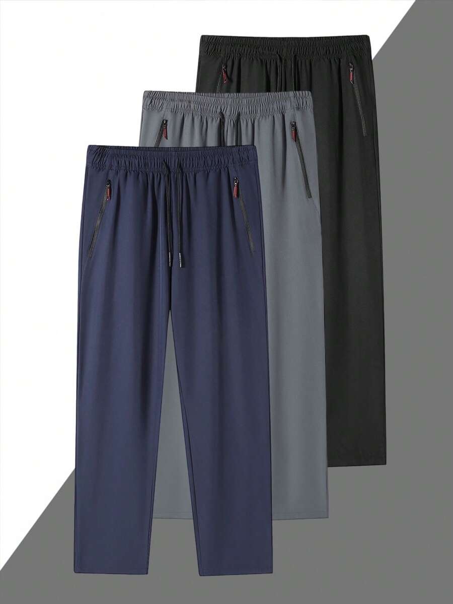 Men's All-Season Versatile Comfortable Long Pants With Secure Zipper Pockets, Suitable For Daily Wear, Fitness, Travel And Multiple Occasions Sports - Navy Blue - View 1