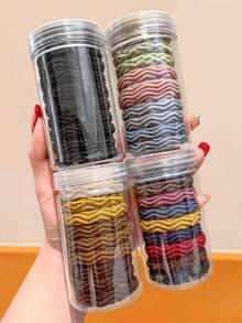 50/30/10/Set Wavy Texture Towel Loop Hair Ties, Wavy Texture Design, Multiple Colors Available, High Elasticity, Girls Ponytail Hair Accessories - Suitable For Women And Girls, Suitable For Daily, Date, School, Vacation, Beach, Party, Holiday, Gift, Graduation Season Elastics Rubber Bands - Multicolor - View 3