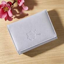 Billetera corta plegable de tres pliegues con relieve de oso suave y lindo, disponible en múltiples colores, con ventana transparente en forma de corazón, portatarjetas ligero y portátil con múltiples ranuras, ideal para estudiantes - Multicolor - Ver 4