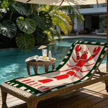 Red Claw Lobster Fresh Live Digital High-Definition Printed Beach Towel, Suitable For Summer Use. This Ultra-Soft, Microfiber Beach Bath Towel Is Large, Highly Absorbent, Quick-Drying, And Perfect For Travel, Camping, And Summer Holidays. It Can Also Be Used As A Beach Blanket. Ideal Gift For Christmas, Halloween, Thanksgiving, Valentine's Day, Easter, Spring, Summer, And Birthdays - Blue - View 3