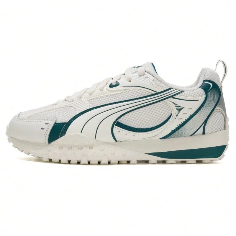 Puma 黑色骑士V2男女通用休闲鞋,轻便舒适的日常运动休闲鞋 406318-03 - 暖白-綠色-銀色 - 查看 1
