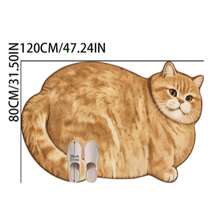1pc Orange Cat Shaped Rug, Decorative Carpet, Bedroom Decor, Floor Mat, Carpet, Home Decor, Living Room Carpet, Small Living Room Rug, Bedroom Carpet, Living Room Home Decor, Outdoor Rug, Washable Carpet - Multicolor - View 14