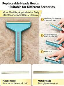 Reusable Pet Hair Remover Set, 3-In-1 Lint Cleaner & Silicone Brush, For Cat/Dog Hair, Sofa, Carpet & Clothes, Fabric-, No Damage - View 5