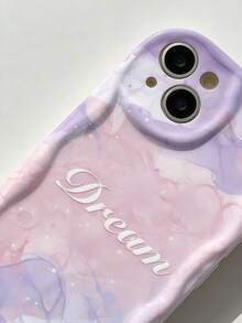 1 pieza Funda de teléfono con textura suave de TPU, patrón degradado de pantalla completa, diseño creativo y personalizado con volantes de onda de dopamina cremosa, compatible con Galaxy S21 S22 S23 S24 S25 S26//Honor// y otros modelos - Albaricoque - Ver 2