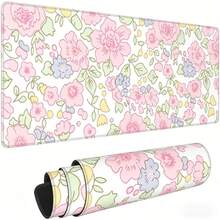 This Adorable Pink Floral Gaming Mousepad Is An Extra-Large XL Desktop Mat, Perfect For Home And Office Decor. A Beautiful Desktop Ornament, It Comes In Multiple Sizes And Is Exquisitely Crafted. - Mouse Pad - View 1