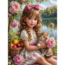 1PC DIY 5D Diamond Painting Kit Cute Little Girl Pattern - Round Full Drill Art Mosaic Craft, Home Wall Decor, Unframed - No Frame - View 8