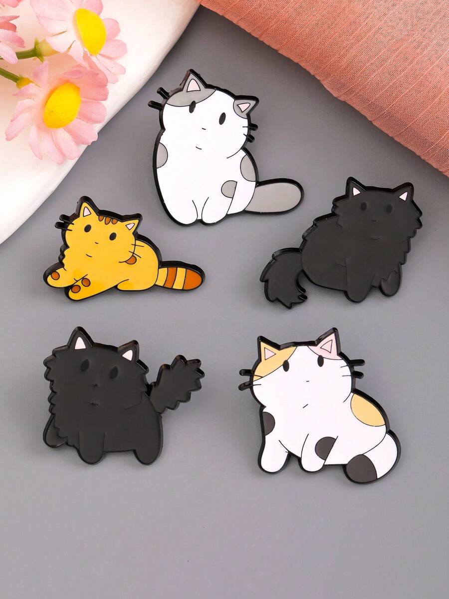 1/5pcs Cartoon Cute Cat Brooch, Multiple Styles Available, Exquisite ...