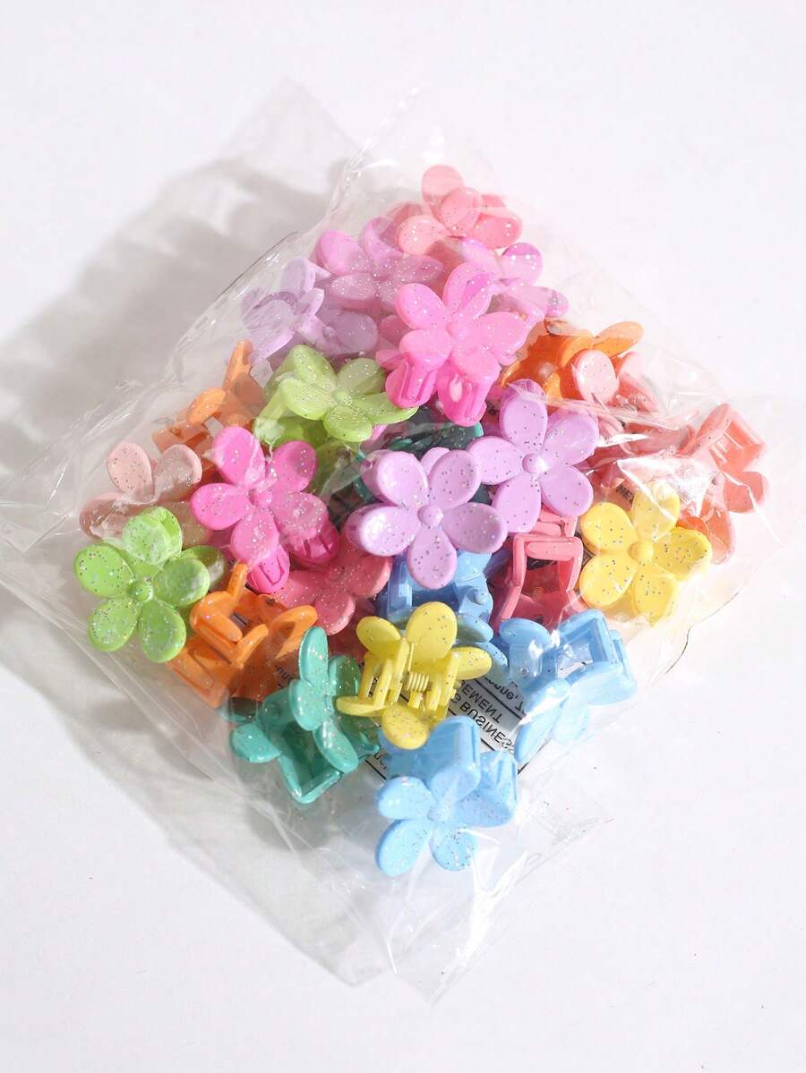 15/20/30pcs Mini Flower Shape Hair Claw Clips, Coffee Color Series, Small Size Hair Clips, Braiding Clips, Flyaway Hair Clips, Bangs Clips, Hair Grips Summer Hair Accessories