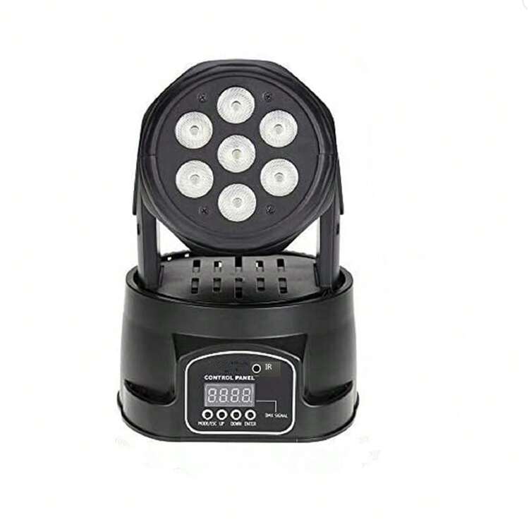 派對 DJ 迪斯可燈，聚光燈，光束燈，移動頭燈，7x 8W，360度旋轉，RGBW DMX 遙控，語音控制，適用於派對、家庭聚會、舞台表演、夜店、婚禮場地、DJ、酒吧表演、燈光秀 - 美規B型插(110-127V) - 查看 13