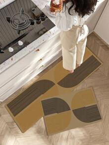 1pc Rubber Kitchen Mat, Rustic Style Artistic Decor, Bohemian Design Floor Mat. Can Be Placed In Front Of Sink, Used For Standing, Kitchen Decoration - Multicolor - View 5